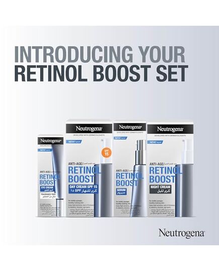 Neutrogena Retinol Boost Anti-Age Serum, Face Serum, 30ml, Complete Eye Area Skin Care Hydration Regime with Retinol, Collagen, Myrthus, and Hyaluronic Acid, Improves Skin Tone and Texture