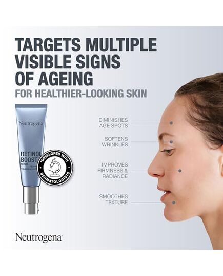 Neutrogena Retinol Boost Anti-Age Serum, Face Serum, 30ml, Complete Eye Area Skin Care Hydration Regime with Retinol, Collagen, Myrthus, and Hyaluronic Acid, Improves Skin Tone and Texture