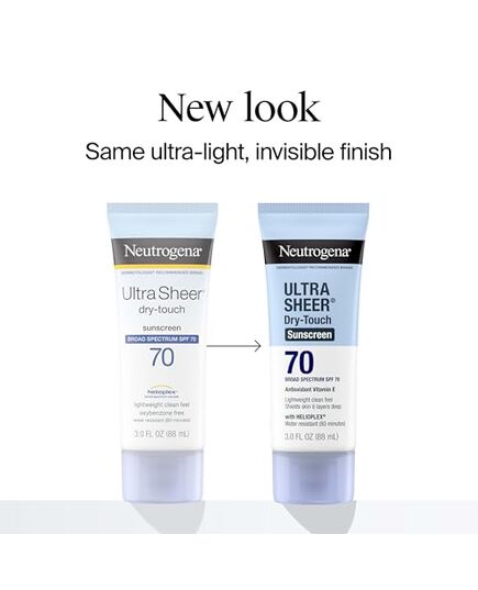 Neutrogena Ultra Sheer Dry-Touch Water Resistant and Non-Greasy Sunscreen Lotion with Broad Spectrum SPF 70, 3 Fl Oz (Pack of 1)