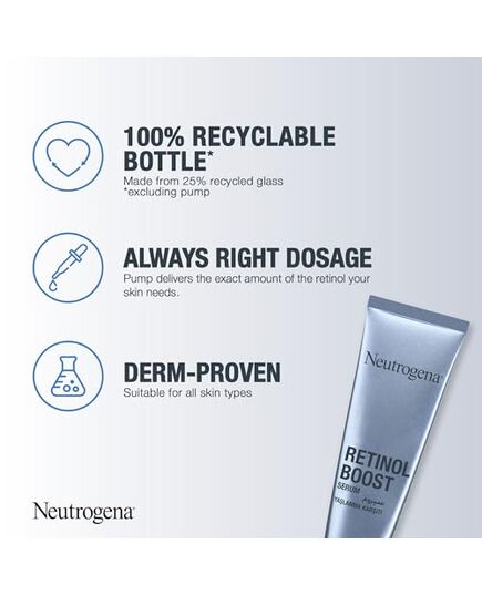 Neutrogena Retinol Boost Anti-Age Serum, Face Serum, 30ml, Complete Eye Area Skin Care Hydration Regime with Retinol, Collagen, Myrthus, and Hyaluronic Acid, Improves Skin Tone and Texture