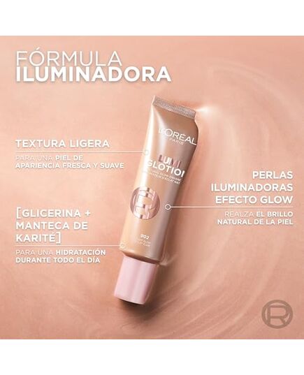 L’Oréal Paris Perfect Match Lumi Glotion Natural Glow Enhancer Liquid Highlighter for Face and Body with Glycerin and Shea Butter, 902 Light Glow, 40 ml