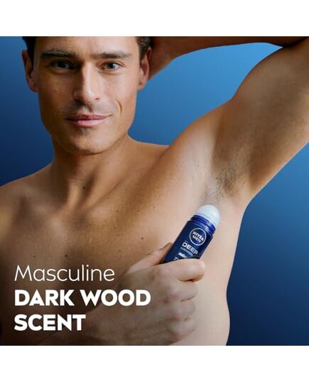 NIVEA MEN Antiperspirant Roll-on for Men, DEEP Black Carbon Antibacterial, Dark Wood Scent, 50ml
