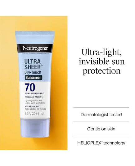 Neutrogena Ultra Sheer Dry-Touch Water Resistant and Non-Greasy Sunscreen Lotion with Broad Spectrum SPF 70, 3 Fl Oz (Pack of 1)