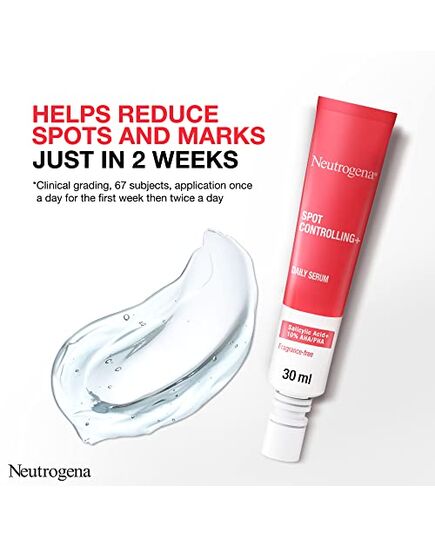 Neutrogena Spot Controlling+ Daily Brightening Serum, Active Formula Combines Skin Purifying Salicylic Acid and Glycolic Acid, 30ml