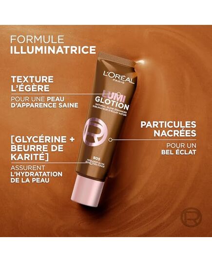 L’Oréal Paris Perfect Match Lumi Glotion Natural Glow Enhancer Liquid Highlighter for Face and Body with Glycerin and Shea Butter, 902 Light Glow, 40 ml
