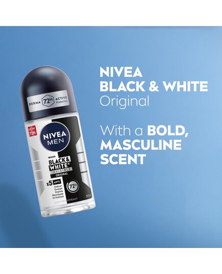 NIVEA MEN Antiperspirant Roll-on for Men, Black & White Invisible Protection Original, 50ml
