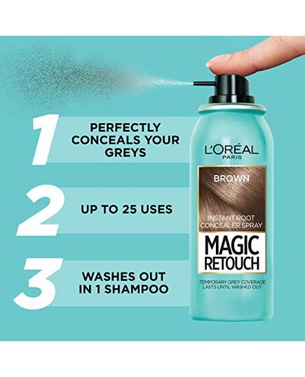 L’Oréal Paris Magic Retouch Instant Root Concealer Spray, Ideal for Touching Up Grey Root Regrowth, 75 ml, Colour: Brown