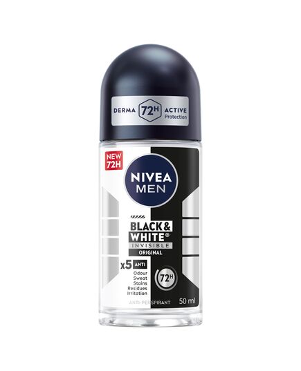 NIVEA MEN Antiperspirant Roll-on for Men, Black & White Invisible Protection Original, 50ml