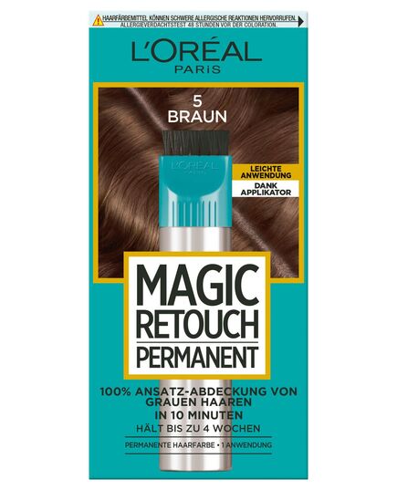 L’Oréal Paris Root Cover for Concealing Grey Hair, Long Lasting Hair Concealer, Magic Retouch Permanent, No. 5 Brown, 1 Piece