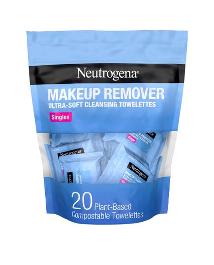 Neutrogena Makeup Remover Cleansing Towelette Singles, Daily Face Wipes To Remove Dirt, Oil, Makeup & Waterproof Mascara, Individually Wrapped, 20 Count
