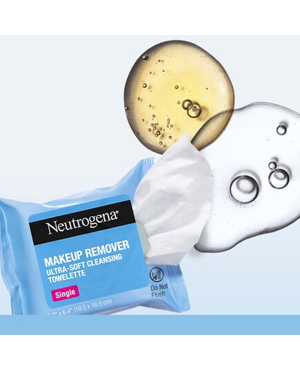 Neutrogena Makeup Remover Cleansing Towelette Singles, Daily Face Wipes To Remove Dirt, Oil, Makeup & Waterproof Mascara, Individually Wrapped, 20 Count