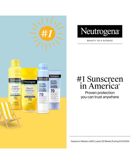 Neutrogena Ultra Sheer Dry-Touch Water Resistant and Non-Greasy Sunscreen Lotion with Broad Spectrum SPF 70, 3 Fl Oz (Pack of 1)