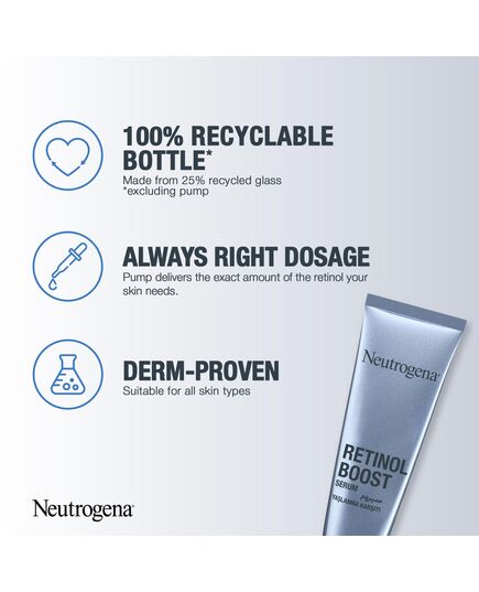 Neutrogena Retinol Boost Anti-Age Serum, Face Serum, 30ml, Complete Eye Area Skin Care Hydration Regime with Retinol, Collagen, Myrthus, and Hyaluronic Acid, Improves Skin Tone and Texture