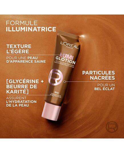 L’Oréal Paris Perfect Match Lumi Glotion Natural Glow Enhancer Liquid Highlighter for Face and Body with Glycerin and Shea Butter, 902 Light Glow, 40 ml
