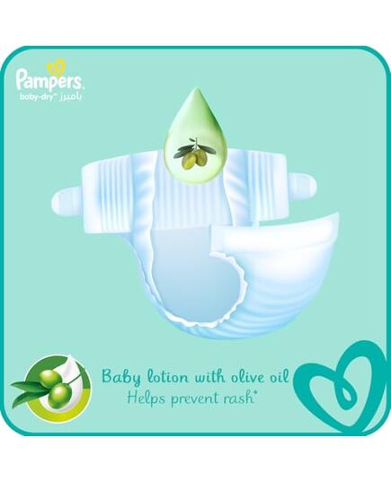 Pampers Baby Dry Taped Diapers, Size 1, 2-5 Kg, with Lotion with Olive Oil, 60 Baby Diapers