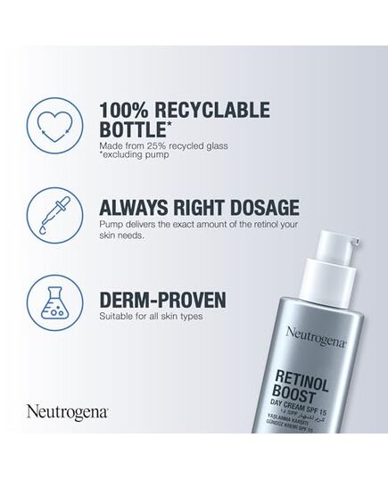 Neutrogena, Retinol Boost Day Cream, SPF 15, Fights visible signs of ageing and reduces the appearance of wrinkles, dryness, and age spots, 50ml