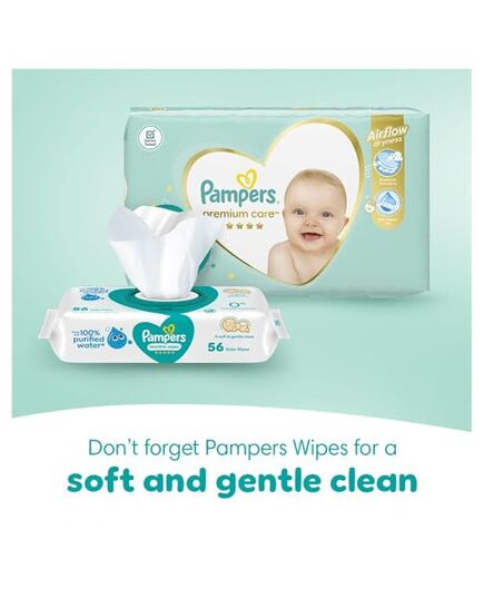Pampers Sensitive Wipes, 224 Baby Wipes, 4x 56 Wipe Count, 0% Achel & Fragrance, Suitable for Hands & Face – Packaging May Vary