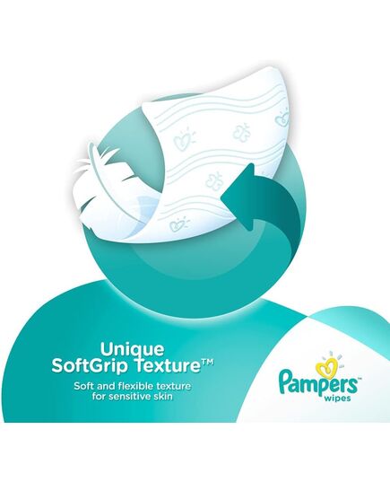 Pampers Sensitive Wipes, 224 Baby Wipes, 4x 56 Wipe Count, 0% Achel & Fragrance, Suitable for Hands & Face – Packaging May Vary