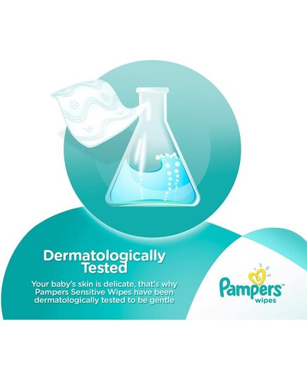 Pampers Sensitive Wipes, 224 Baby Wipes, 4x 56 Wipe Count, 0% Achel & Fragrance, Suitable for Hands & Face – Packaging May Vary