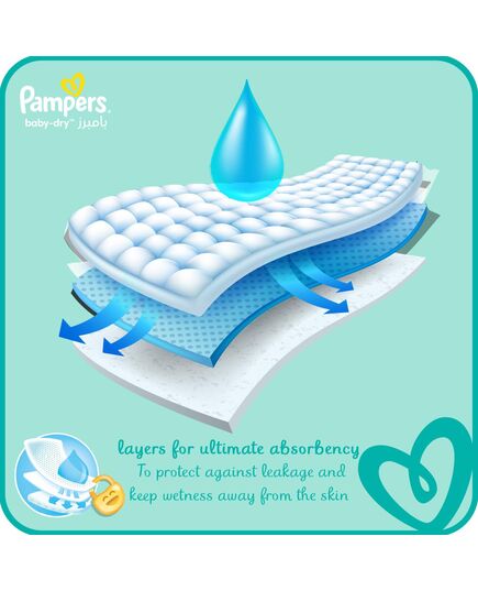 Pampers Baby Dry Taped Diapers, Size 1, 2-5 Kg, with Lotion with Olive Oil, 60 Baby Diapers