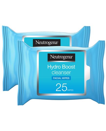 Neutrogena, Makeup Remover Wipes, Hydro Boost Cleansing, Face, 25 wipes, Pack of 2