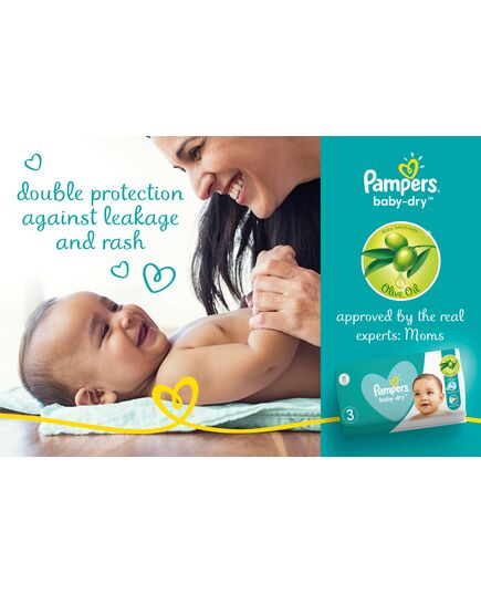 Pampers Baby-Dry Taped Diapers, Cotton, Size 4, 9-18 kg, 58 count