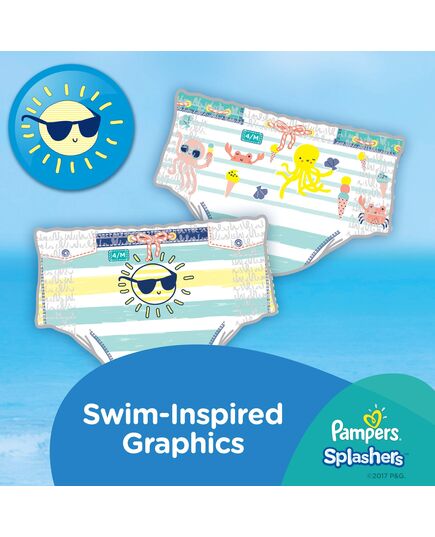 Pampers Splashers, Size 5-6, 14+ kg, Carry Pack, 10 Swim Diapers