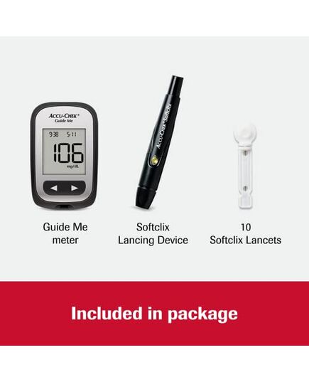 Accu-Chek Guide Me® Meter Diabetes Kit with 50 test strips,10 Softclix Lancing for Diabetic Blood Glucose Testing- package may vary