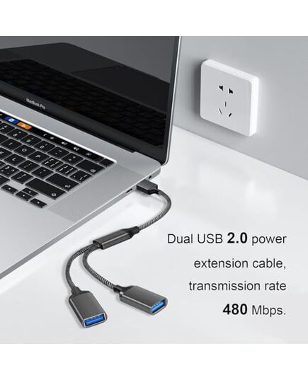 1 PCS USB Splitter Cable 1 IN 2 OUT ，USB 2.0 Male to Dual Female Extension Cord,Double Data+Charger Y Split.
