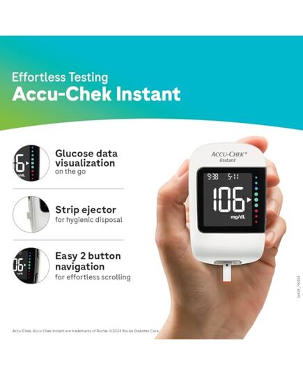 Accu-Chek Instant glucometer with 10 Test Strips Free (White) - Package may vary