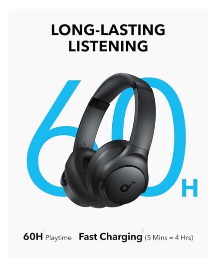 ANKER Soundcore Q11i Wireless Headphones, 40mm Dynamic DriverHi-Res Audio, One-Touch Bass Boost, 60-Hour Playtime, Detachable Ear Cushions, Bluetooth V5.3, Dark Gray | 18 Months Warranty