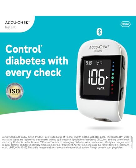 Accu-Chek Instant glucometer with 10 Test Strips Free (White) - Package may vary