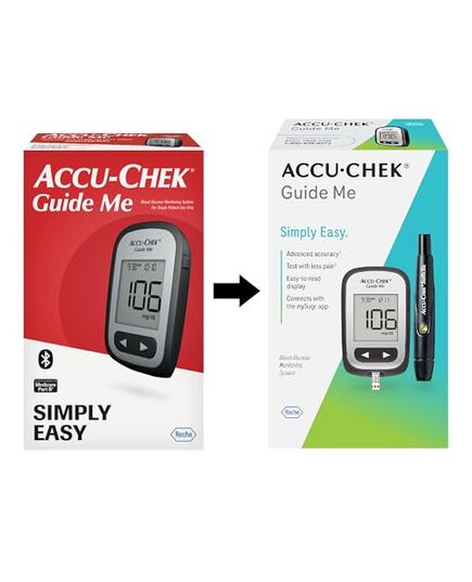Accu-Chek Guide Me® Meter Diabetes Kit with 50 test strips,10 Softclix Lancing for Diabetic Blood Glucose Testing- package may vary