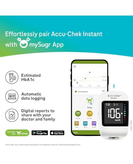 Accu-Chek Instant glucometer with 10 Test Strips Free (White) - Package may vary