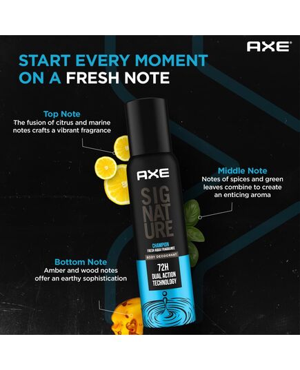 AXE Signature Champion Body Deodorant| Fresh Aqua Fragrance| 72H Odour Protection | 122 ML