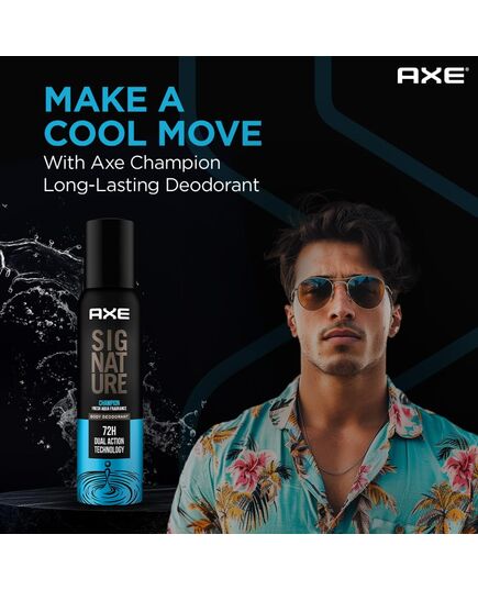 AXE Signature Champion Body Deodorant| Fresh Aqua Fragrance| 72H Odour Protection | 122 ML