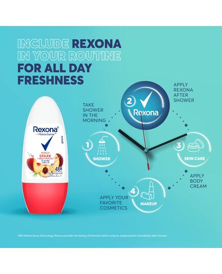 Rexona Women Antiperspirant Deodorant Peach Spark & Lemongrass Roll-on 50ML Promo