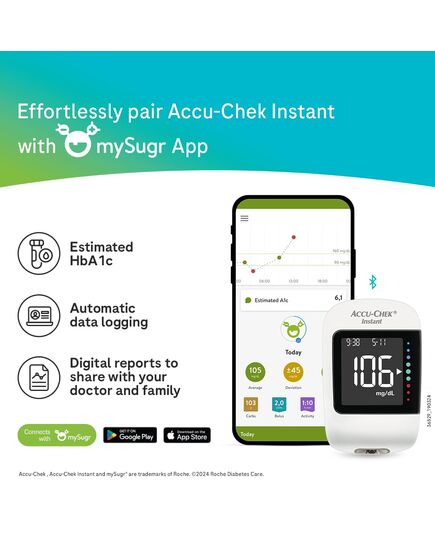 Accu-Chek Instant glucometer with 10 Test Strips Free (White) - Package may vary