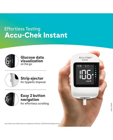 Accu-Chek Instant glucometer with 10 Test Strips Free (White) - Package may vary