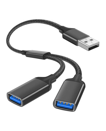1 PCS USB Splitter Cable 1 IN 2 OUT ，USB 2.0 Male to Dual Female Extension Cord,Double Data+Charger Y Split.
