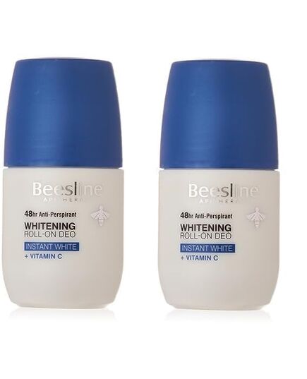 Beesline Whitening Roll On Deodorant - INSTANT WHITE VITAMIN C, White Sapphire 48h Protection (1+1) Promo Pack - 50 ml