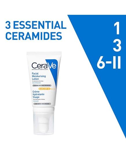 CeraVe Feuchtigkeitsspendende Gesichtscreme mit LSF 30: hydratisierende Tagescreme mit Lichtschutz für normale bis trockene Haut, 1 x 52ml