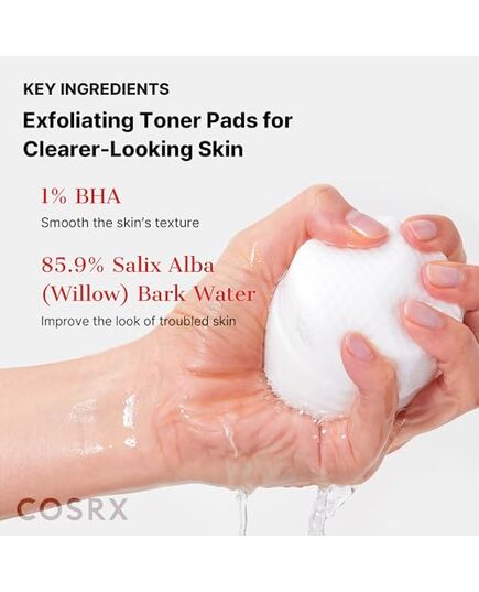 COSRX BHA Toner Pads, 70 Sheets, Exfoliating Pads for Dead Skin & Blackheads, Minimize Pores, Prevent Breakouts, Improve Skin Texture, Korean Skin Care