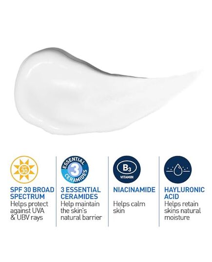 CeraVe Feuchtigkeitsspendende Gesichtscreme mit LSF 30: hydratisierende Tagescreme mit Lichtschutz für normale bis trockene Haut, 1 x 52ml