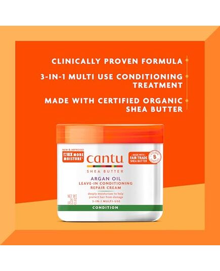 Cantu Cantu Argan Oil Leave-In Conditioning Repair Cream, Formulated for Over-Heated, Over-Styled Hair