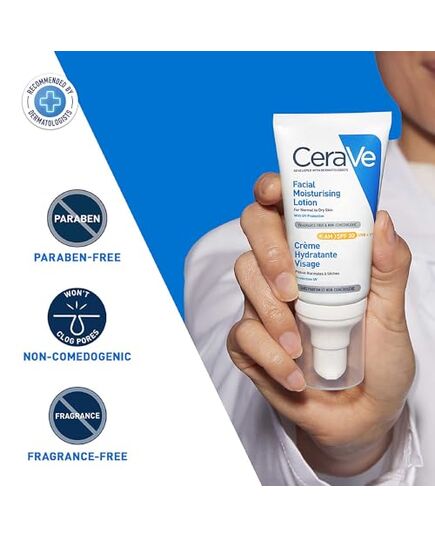 CeraVe Feuchtigkeitsspendende Gesichtscreme mit LSF 30: hydratisierende Tagescreme mit Lichtschutz für normale bis trockene Haut, 1 x 52ml