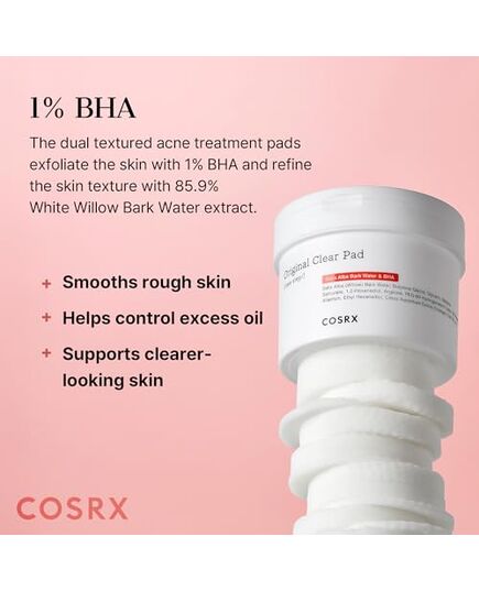 COSRX BHA Toner Pads, 70 Sheets, Exfoliating Pads for Dead Skin & Blackheads, Minimize Pores, Prevent Breakouts, Improve Skin Texture, Korean Skin Care