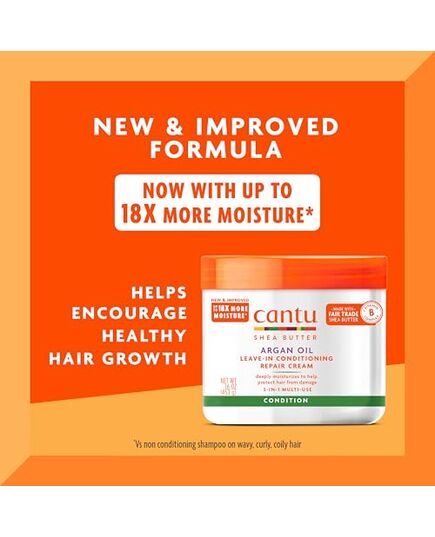 Cantu Cantu Argan Oil Leave-In Conditioning Repair Cream, Formulated for Over-Heated, Over-Styled Hair