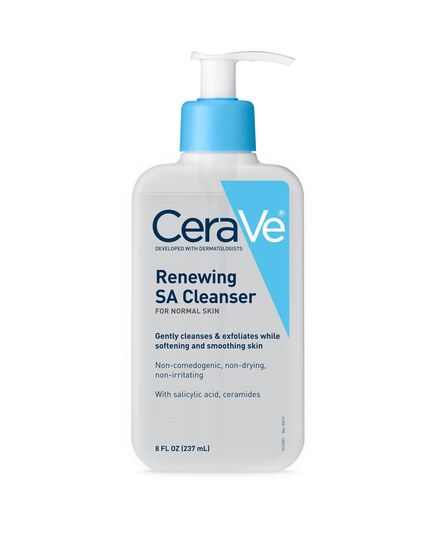 CeraVe Renewing Salicylic Acid Cleanser, Formulated With Hyaluronic Acid, Niacinamide, & Ceramides, Gentle BHA Exfoliating Face Wash Smooths & Softens Skin, Non Comedogenic & Fragrance Free, 8 Ounce