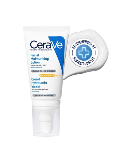 CeraVe Feuchtigkeitsspendende Gesichtscreme mit LSF 30: hydratisierende Tagescreme mit Lichtschutz für normale bis trockene Haut, 1 x 52ml